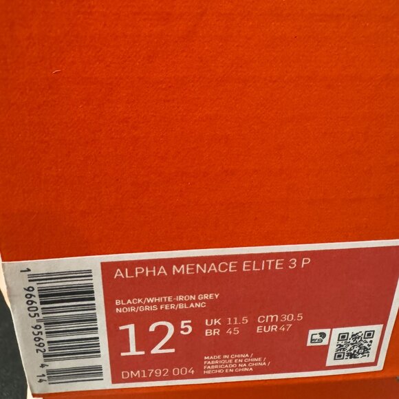 Nike Alpha Menace Elite 3 P PE Football Cleats Black DM1792-004 Men Size NEW